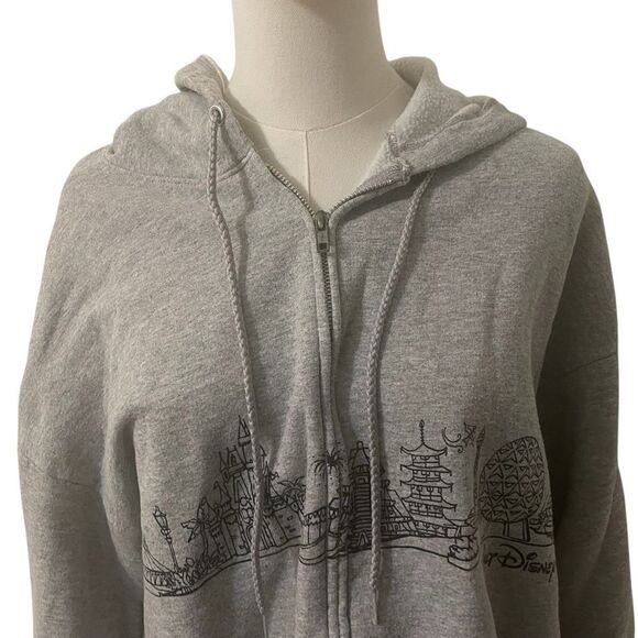 Disneyland Hanes Walt Disney World Gray Zip-Up Hoodie with Graphic Design Size L - Picture 10 of 16